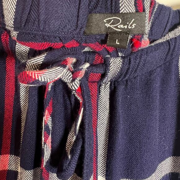Rails Plaid Midnight White Cherry PJ Pajama Set Short M/L Soft Loungewear - Picture 11 of 12
